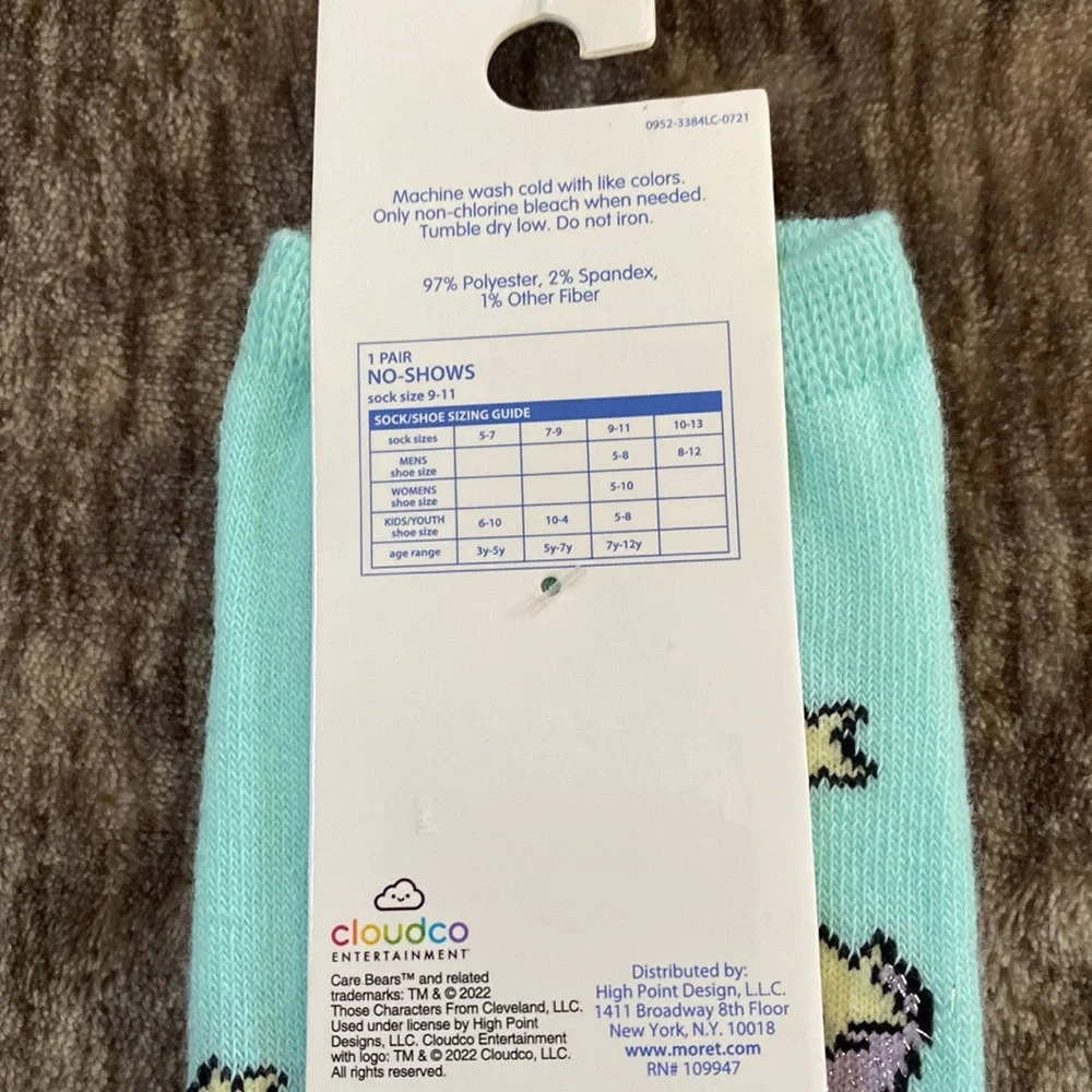 2/$12💙Care Bears Pastel Share‎ Bear No-Show Socks Hot Topic💙